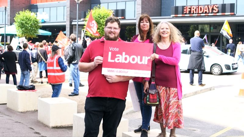 Cllr Elaine Wales (centre) with MK Labour Party members at the strike