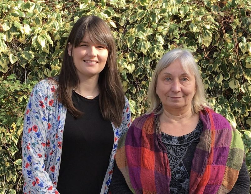 Local campaigner Emily Orchard (L) with Cllr Hannah Minns (R) have successfully secured funding for road safety scheme in Great Linford