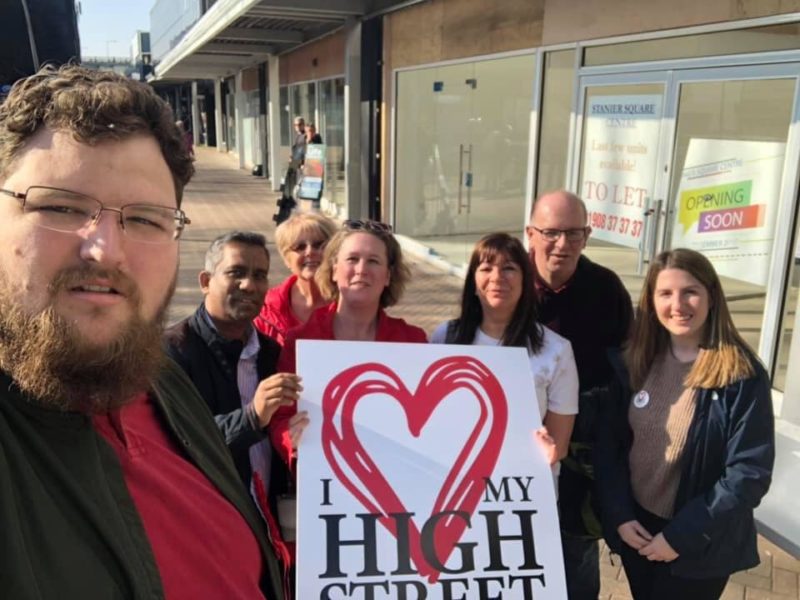 Cllr Ed Hume with other Labour Councillors and members out on Queensway talking to local people about the Save Our High Streets campaign.