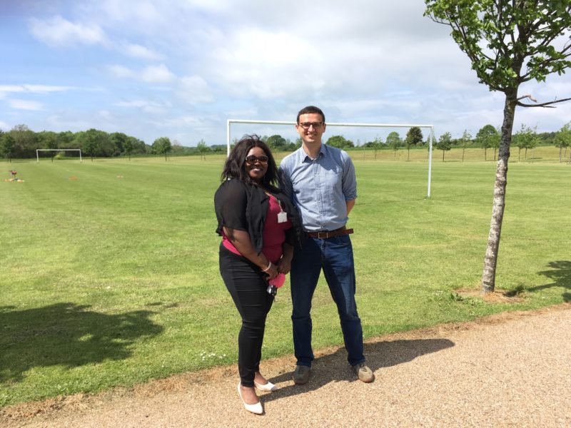 Cllrs Moriah Priestly and Anthony Brown are delighted that the new community centre in Tattenhoe Park is one step closer to being completed.
