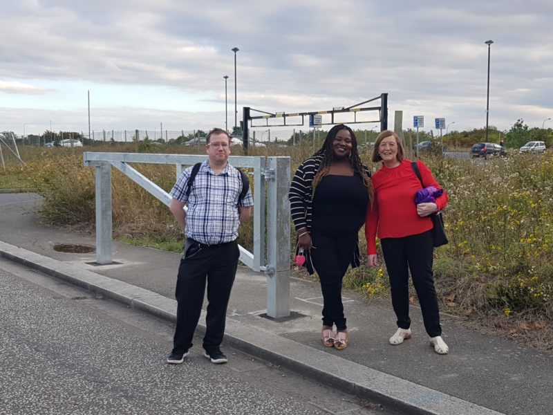 Cllrs Paul Williams, Moriah Priestley and Pauline Wallis with the new gate.