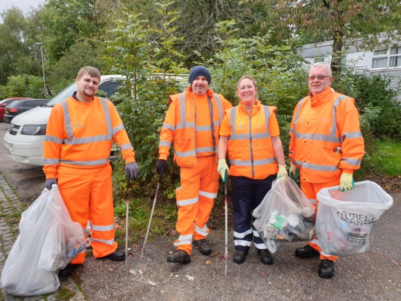 Cllr Darlington with some of the Serco street cleaning team