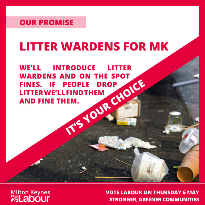 Labour will introduce litter wardens for Milton Keynes